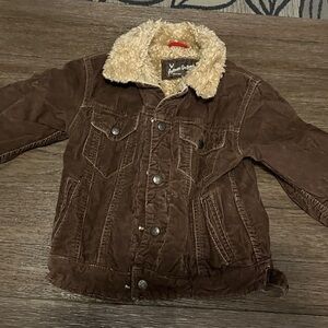 GAP Kids Brown Corduroy Jacket with Cream Sherpa Collar